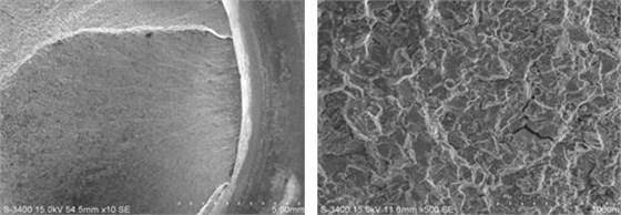斷面宏觀形貌 斷裂源區(qū)微觀形貌